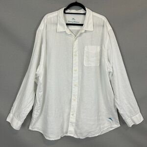 Tommy Bahama Men's 100% Linen Shirt 2XLB White Camp Casual Beach Resort Summer